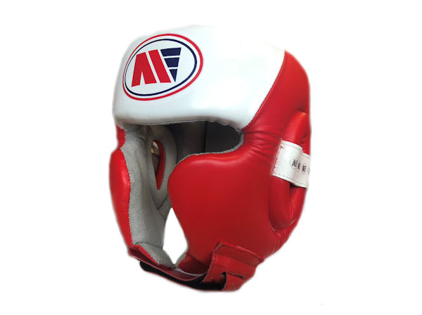 Main Event Pro Spar Head Guard with Cheek Protector Red White